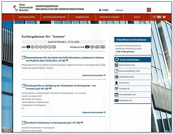 Screenshot Suchergebniss