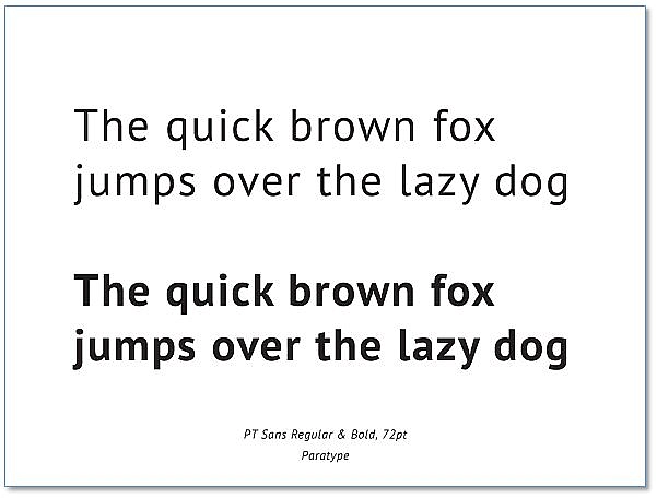 Darstellung der Schriftart PT Sans