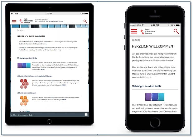 Der Web-Autritt auf einem Mobilgerät